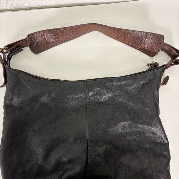 Cynthia Rowley Black Leather Large Hogo Purse with Brown Strap - Picture 9 of 14